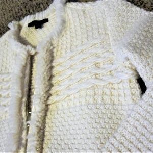 LAST CHANCE Ann Taylor Cream Silver Cardigan